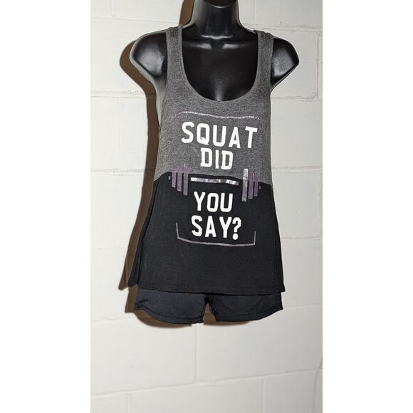 Electric Pink Squat Did You Say? Sleeveless Workout Racerback Tank Top Medium - Picture 1 of 5